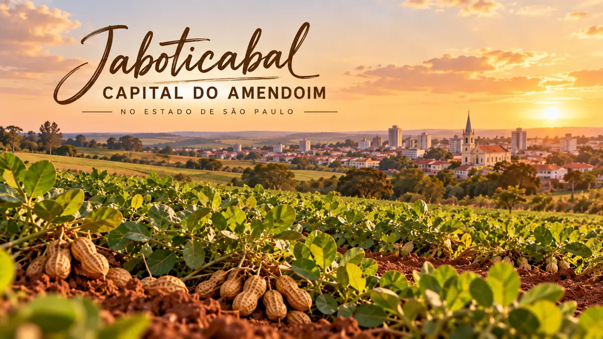 Composição ilustrativa sobre Jaboticabal como Capital do Amendoim.