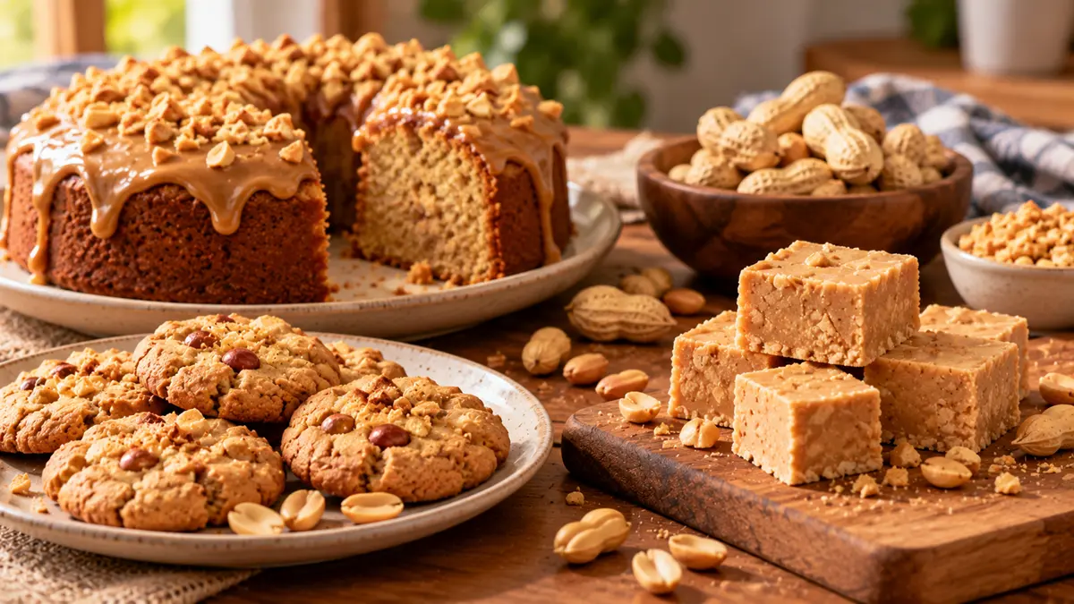 Imagem ilustrativa: Receitas doces feitas com amendoim para diferentes momentos.